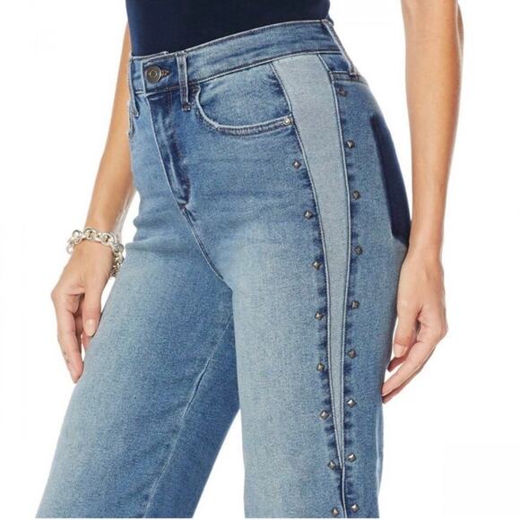 NWT Skinnygirl Plus Sydney Two-Tone Studded Cropped Straight Jean Size 24W 3X - Picture 2 of 16